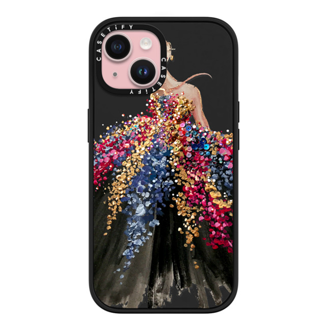 designlovefest x CASETiFY iPhone 15 ケース マットブラック インパクトケース MagSafe対応 Blooming Gown