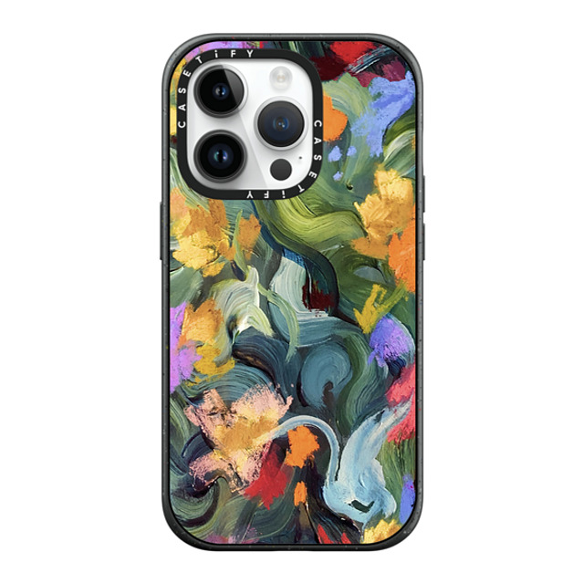 designlovefest x CASETiFY iPhone 14 Pro ケース マットブラック インパクトケース MagSafe対応 In the Tulips