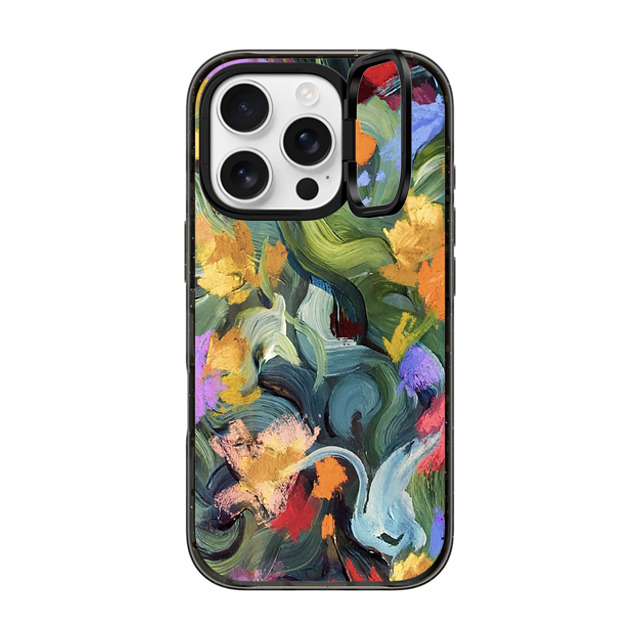 designlovefest x CASETiFY iPhone 16 Pro ケース ブラック インパクトリングスタンドケース MagSafe対応 In the Tulips