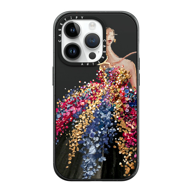 designlovefest x CASETiFY iPhone 14 Pro ケース マットブラック インパクトケース MagSafe対応 Blooming Gown