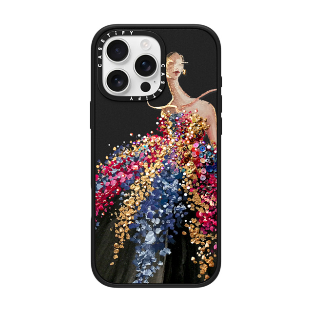 designlovefest x CASETiFY iPhone 16 Pro Max ケース マットブラック インパクトケース MagSafe対応 Blooming Gown