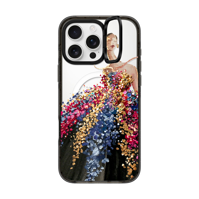 designlovefest x CASETiFY iPhone 16 Pro Max ケース ブラック インパクトリングスタンドケース MagSafe対応 Blooming Gown