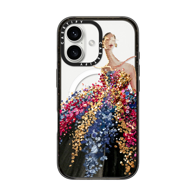 designlovefest x CASETiFY iPhone 16 ケース ブラック インパクトケース MagSafe対応 Blooming Gown