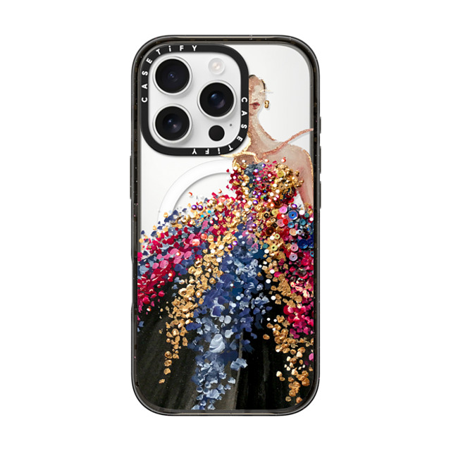 designlovefest x CASETiFY iPhone 16 Pro ケース ブラック インパクトケース MagSafe対応 Blooming Gown