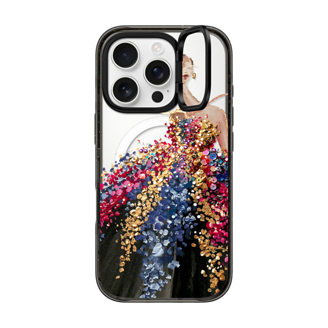 designlovefest x CASETiFY iPhone 16 Pro ケース ブラック インパクトリングスタンドケース MagSafe対応 Blooming Gown