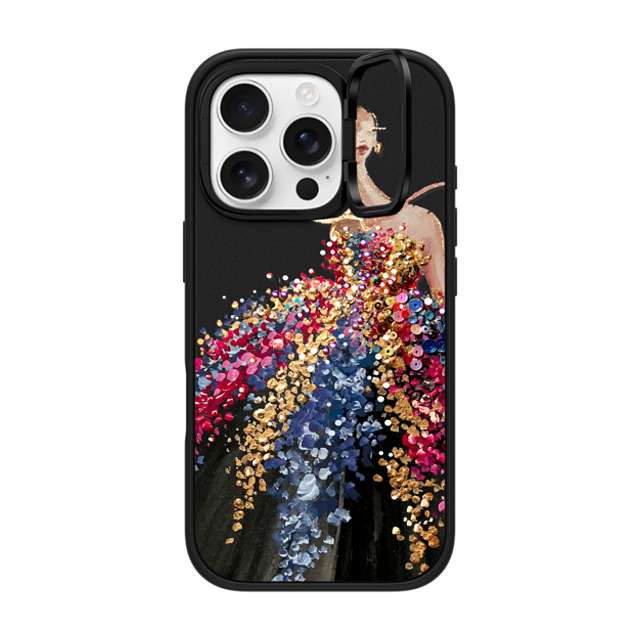 designlovefest x CASETiFY iPhone 16 Pro ケース マットブラック インパクトリングスタンドケース MagSafe対応 Blooming Gown