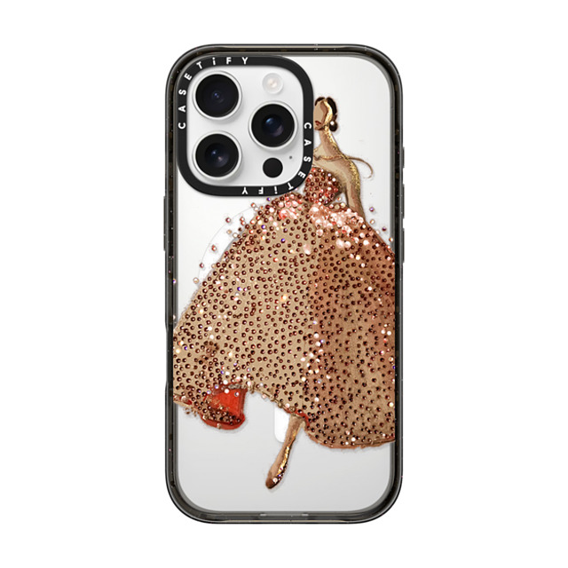 designlovefest x CASETiFY iPhone 16 Pro ケース ブラック インパクトケース MagSafe対応 Sparkling Gown