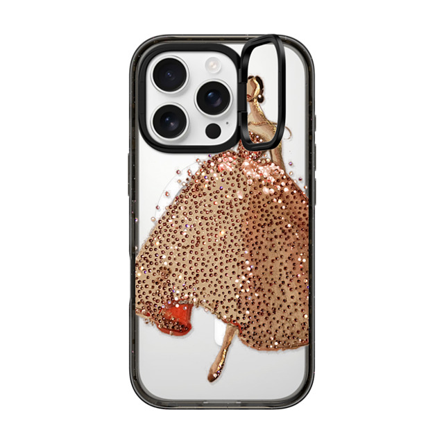 designlovefest x CASETiFY iPhone 16 Pro ケース ブラック インパクトリングスタンドケース MagSafe対応 Sparkling Gown