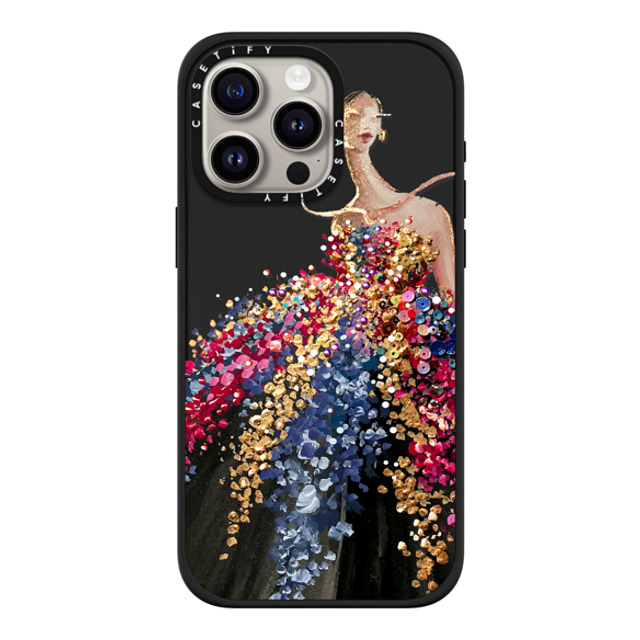 designlovefest x CASETiFY iPhone 15 Pro Max ケース マットブラック インパクトケース MagSafe対応 Blooming Gown