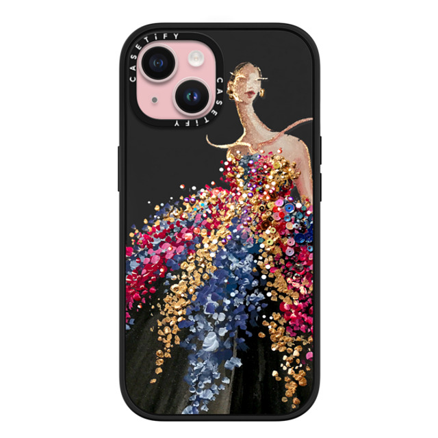 designlovefest x CASETiFY iPhone 15 ケース マットブラック インパクトケース MagSafe対応 Blooming Gown