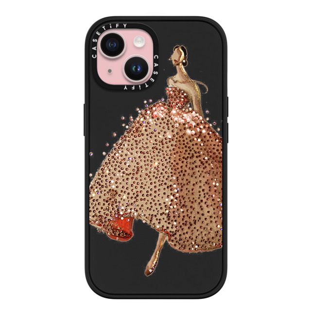 designlovefest x CASETiFY iPhone 15 ケース マットブラック インパクトケース MagSafe対応 Sparkling Gown