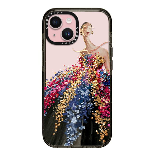 designlovefest x CASETiFY iPhone 15 ケース ブラック インパクトケース Blooming Gown