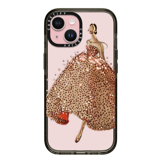 designlovefest x CASETiFY iPhone 15 ケース ブラック インパクトケース Sparkling Gown