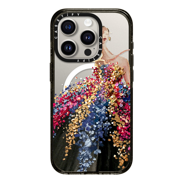 designlovefest x CASETiFY iPhone 15 Pro ケース ブラック インパクトケース MagSafe対応 Blooming Gown