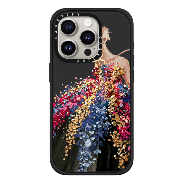 designlovefest x CASETiFY iPhone 15 Pro ケース マットブラック インパクトケース MagSafe対応 Blooming Gown