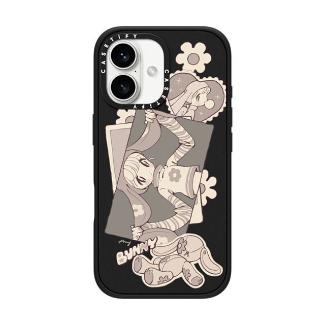 AAMY x CASETiFY iPhone 16 Case Bunny,Animal Matte Black Impact Case MagSafe Compatible モノクロ Father's Day AAMY x CASETiFY iPhone 16 Case Bunny,Animal Matte Black Impact Case MagSafe Compatible モノクロ Father's Day
