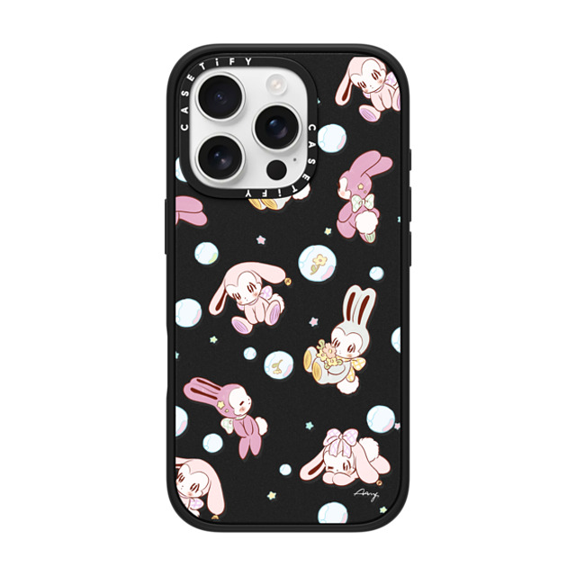AAMY x CASETiFY iPhone 16 Pro ケース Sticker,Bunny マットブラック インパクトケース MagSafe対応 bubble bunnies Mother's Day AAMY x CASETiFY iPhone 16 Pro ケース Sticker,Bunny マットブラック インパクトケース MagSafe対応 bubble bunnies Mother's Day