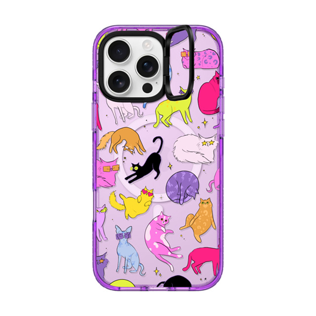 Isabelle Staub x CASETiFY iPhone 16 Pro Max Case パープル インパクトリングスタンドケース MagSafe対応 Cool Cats Isabelle Staub x CASETiFY iPhone 16 Pro Max Case パープル インパクトリングスタンドケース MagSafe対応 Cool Cats