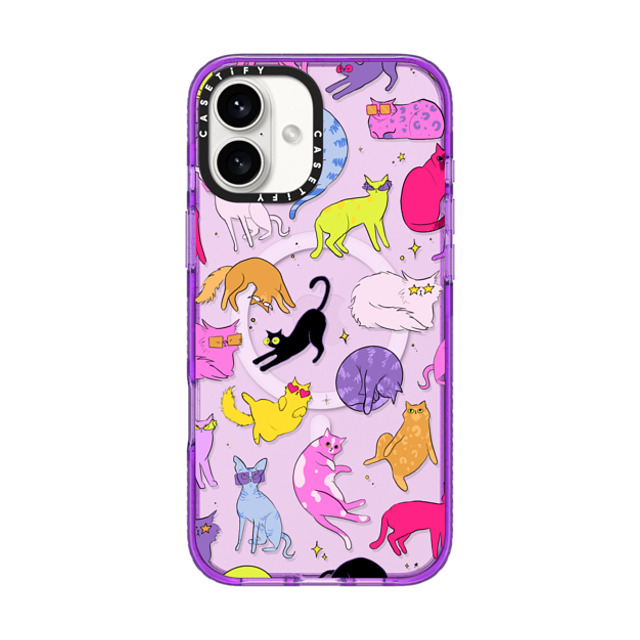 Isabelle Staub x CASETiFY iPhone 16 Plus ケース パープル インパクトケース MagSafe対応 Cool Cats