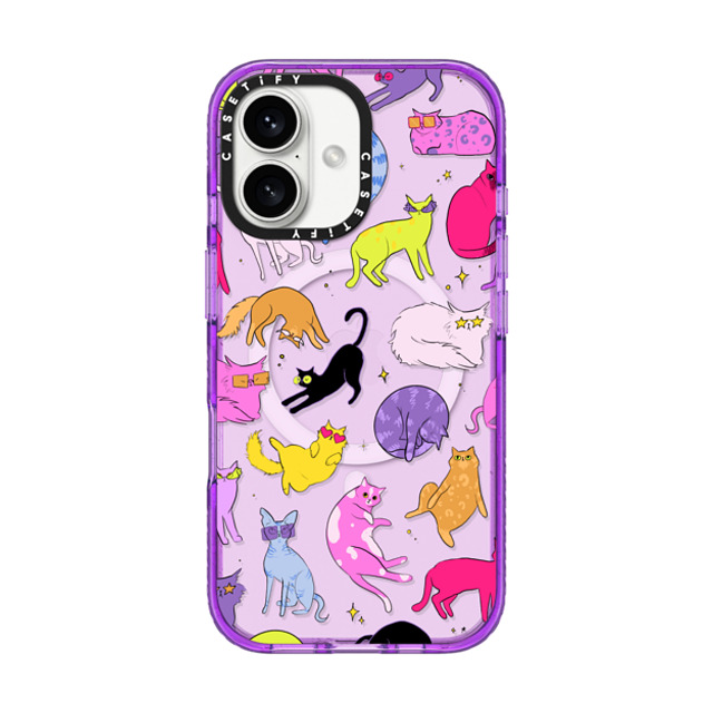 Isabelle Staub x CASETiFY iPhone 16 Case Cat,Cartoon パープル Impact Case MagSafe Compatible Cool Cats Father's Day Isabelle Staub x CASETiFY iPhone 16 Case Cat,Cartoon パープル Impact Case MagSafe Compatible Cool Cats Father's Day