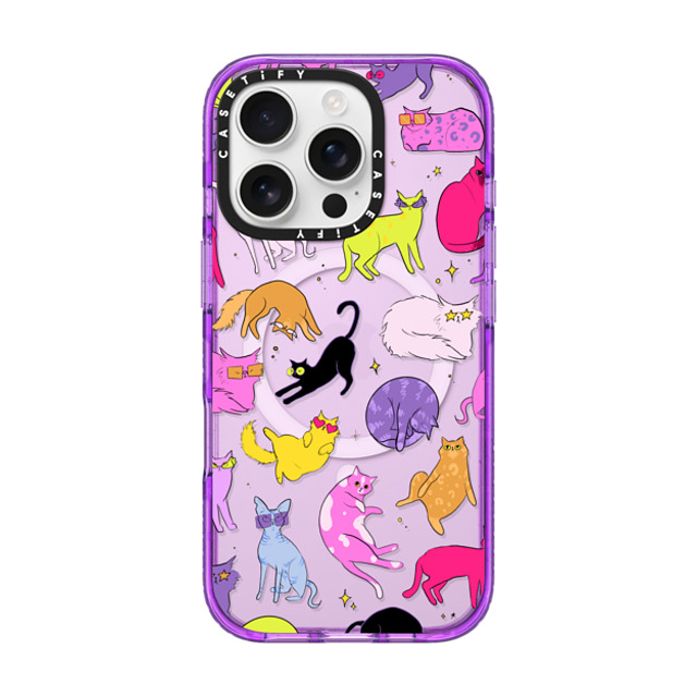 Isabelle Staub x CASETiFY iPhone 16 Pro ケース パープル インパクトケース MagSafe対応 Cool Cats