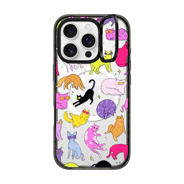 Isabelle Staub x CASETiFY iPhone 16 Pro ケース ブラック インパクトリングスタンドケース MagSafe対応 Cool Cats