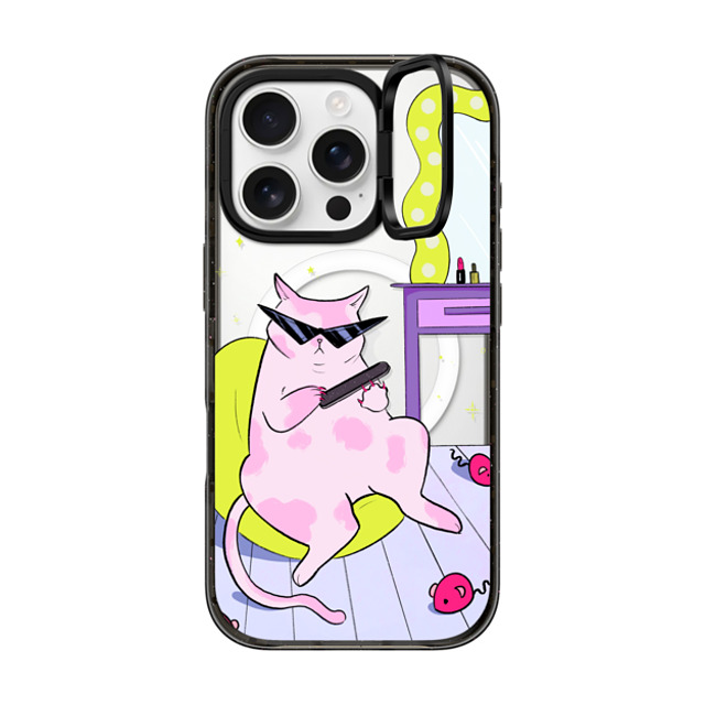 Isabelle Staub x CASETiFY iPhone 16 Pro ケース Cat,Cartoon ブラック インパクトリングスタンドケース MagSafe対応 Self Care Father's Day Isabelle Staub x CASETiFY iPhone 16 Pro ケース Cat,Cartoon ブラック インパクトリングスタンドケース MagSafe対応 Self Care Father's Day