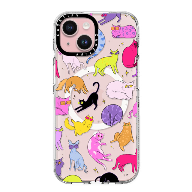 Isabelle Staub x CASETiFY iPhone 15 ケース クリア クリア ケース MagSafe対応 Cool Cats