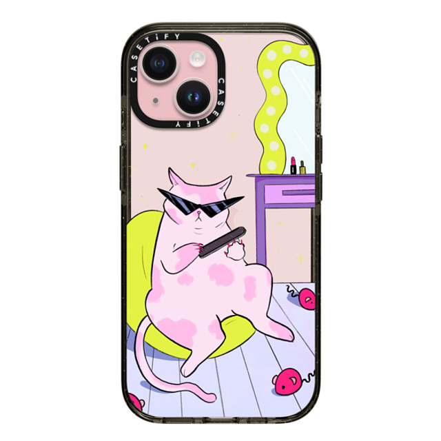 Isabelle Staub x CASETiFY iPhone 15 ケース Cat,Cartoon ブラック インパクトケース Self Care Father's Day Isabelle Staub x CASETiFY iPhone 15 ケース Cat,Cartoon ブラック インパクトケース Self Care Father's Day