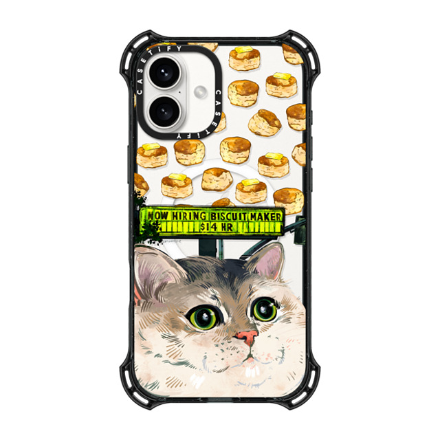 Catwheezie x CASETiFY iPhone 16 Plus ケース ブラック バウンスケース Biscuit Maker