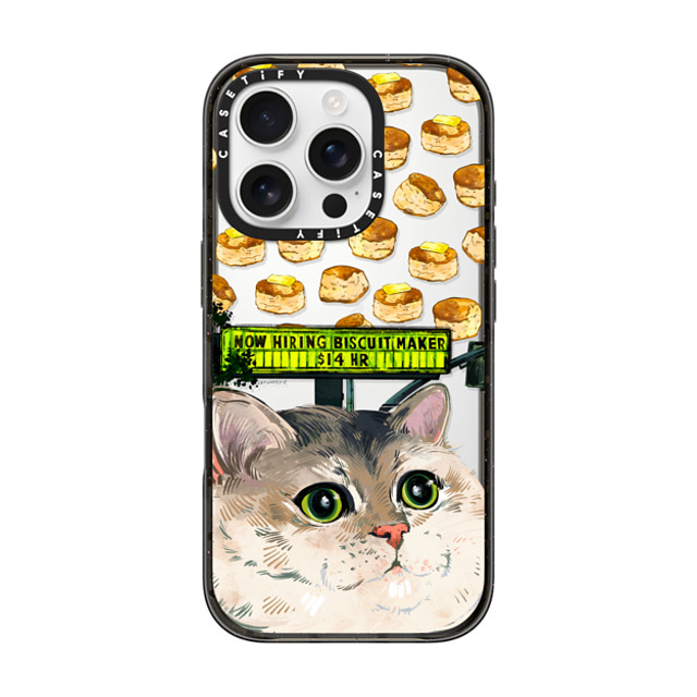 Catwheezie x CASETiFY iPhone 16 Pro ケース Cat,Animal ブラック インパクトケース Biscuit Maker Back to School Catwheezie x CASETiFY iPhone 16 Pro ケース Cat,Animal ブラック インパクトケース Biscuit Maker Back to School
