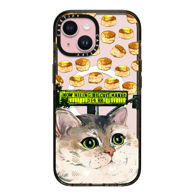 Catwheezie x CASETiFY iPhone 15 ケース Cat,Animal ブラック インパクトケース MagSafe対応 Biscuit Maker Back to School Catwheezie x CASETiFY iPhone 15 ケース Cat,Animal ブラック インパクトケース MagSafe対応 Biscuit Maker Back to School