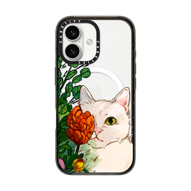Catwheezie x CASETiFY iPhone 16 ケース Cat,Floral ブラック インパクトケース MagSafe対応 Flower Face Father's Day Catwheezie x CASETiFY iPhone 16 ケース Cat,Floral ブラック インパクトケース MagSafe対応 Flower Face Father's Day
