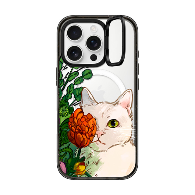 Catwheezie x CASETiFY iPhone 16 Pro ケース Cat,Floral ブラック インパクトリングスタンドケース MagSafe対応 Flower Face Mother's Day Catwheezie x CASETiFY iPhone 16 Pro ケース Cat,Floral ブラック インパクトリングスタンドケース MagSafe対応 Flower Face Mother's Day