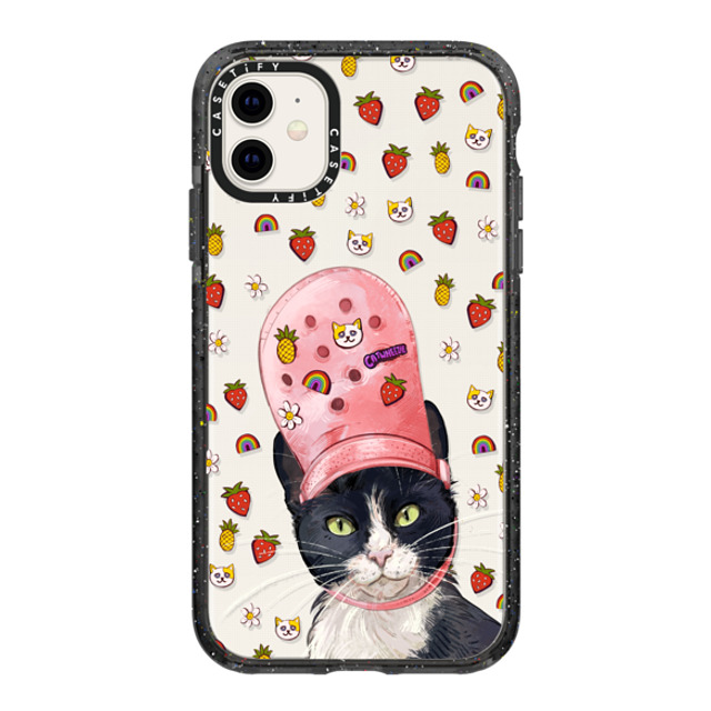 Catwheezie x CASETiFY iPhone 11 ケース Cat,Floral ブラック インパクトケース Croc Hat Cat Back to School Catwheezie x CASETiFY iPhone 11 ケース Cat,Floral ブラック インパクトケース Croc Hat Cat Back to School