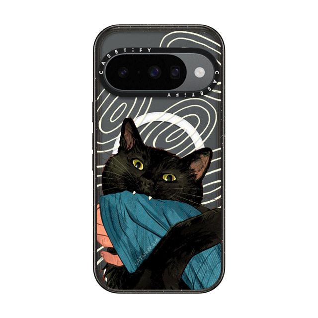 Catwheezie x CASETiFY Pixel 10 �P�[�X Cat,Geometric �u���b�N �}�O�l�b�g�� �C���p�N�g�P�[�X Munch! Om Nom Nom...