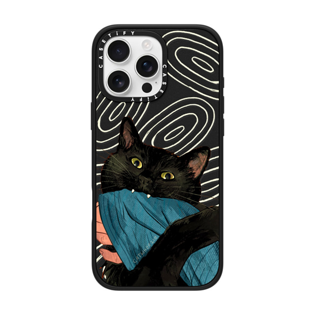 Catwheezie x CASETiFY iPhone 16 Pro Max ケース マットブラック インパクトケース MagSafe対応 Munch! Om Nom Nom...