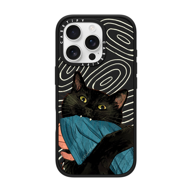 Catwheezie x CASETiFY iPhone 16 Pro ケース マットブラック インパクトケース Munch! Om Nom Nom...