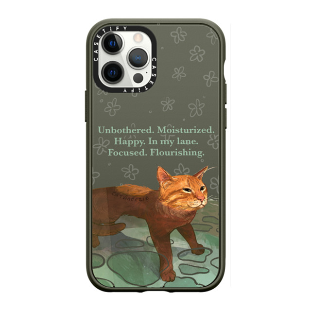 Catwheezie x CASETiFY iPhone 12 Pro Max ケース オリーブ インパクトケース Unbothered. Moisturized. Well-Hydrated