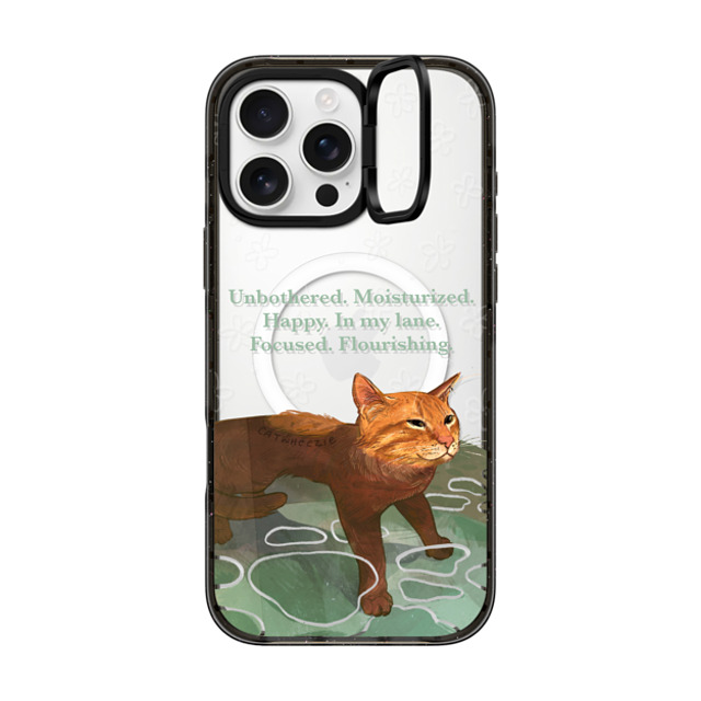 Catwheezie x CASETiFY iPhone 16 Pro Max ケース ブラック インパクトリングスタンドケース MagSafe対応 Unbothered. Moisturized. Well-Hydrated