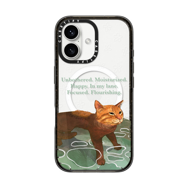 Catwheezie x CASETiFY iPhone 16 ケース ブラック インパクトケース MagSafe対応 Unbothered. Moisturized. Well-Hydrated