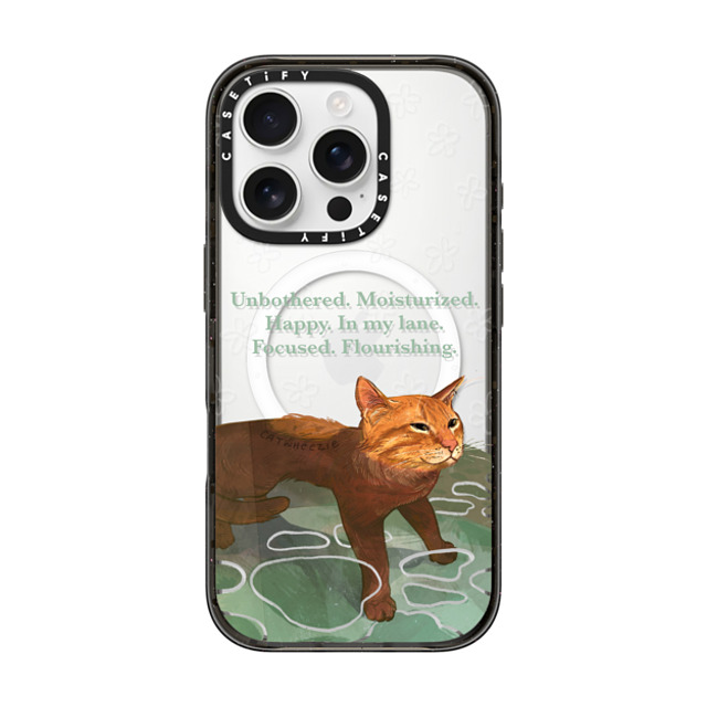 Catwheezie x CASETiFY iPhone 16 Pro ケース ブラック インパクトケース MagSafe対応 Unbothered. Moisturized. Well-Hydrated