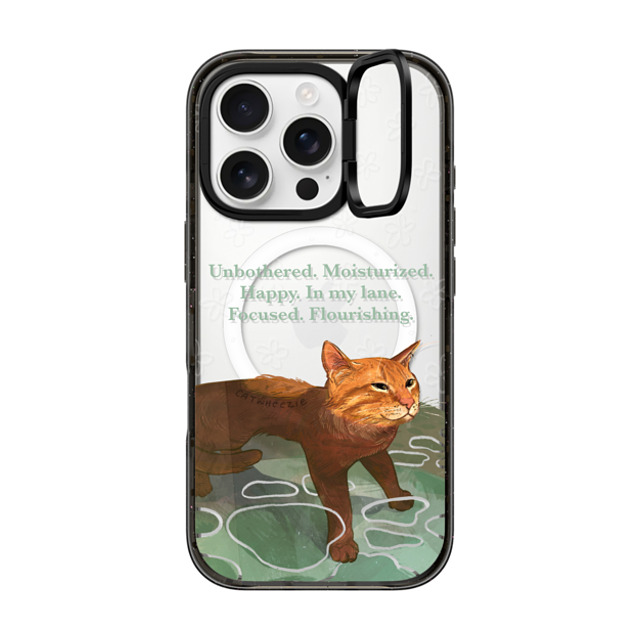 Catwheezie x CASETiFY iPhone 16 Pro ケース ブラック インパクトリングスタンドケース MagSafe対応 Unbothered. Moisturized. Well-Hydrated