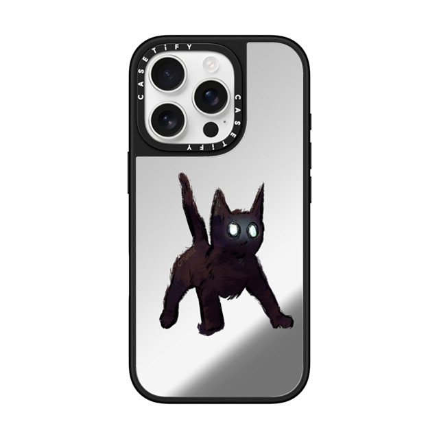 Catwheezie x CASETiFY iPhone 16 Pro ケース Silver on Black ミラーケース MagSafe対応 Spooky Surprise