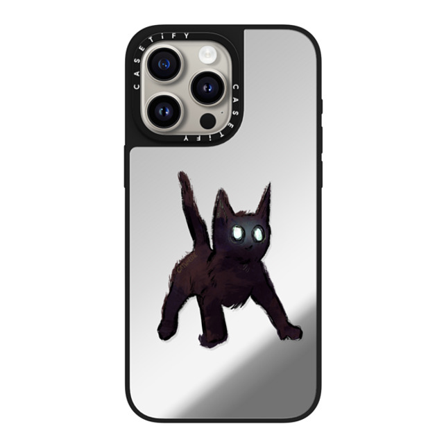 Catwheezie x CASETiFY iPhone 15 Pro Max ケース Silver on Black ミラーケース MagSafe対応 Spooky Surprise