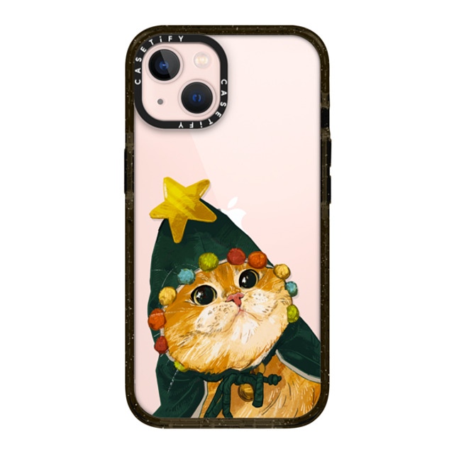 Catwheezie x CASETiFY iPhone 13 ケース ブラック インパクトケース The Cat-Mas Tree