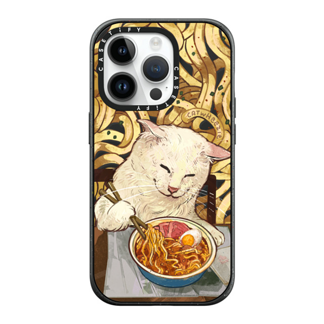 Catwheezie x CASETiFY iPhone 14 Pro ケース マットブラック インパクトケース MagSafe対応 Average Ramen Enjoyer