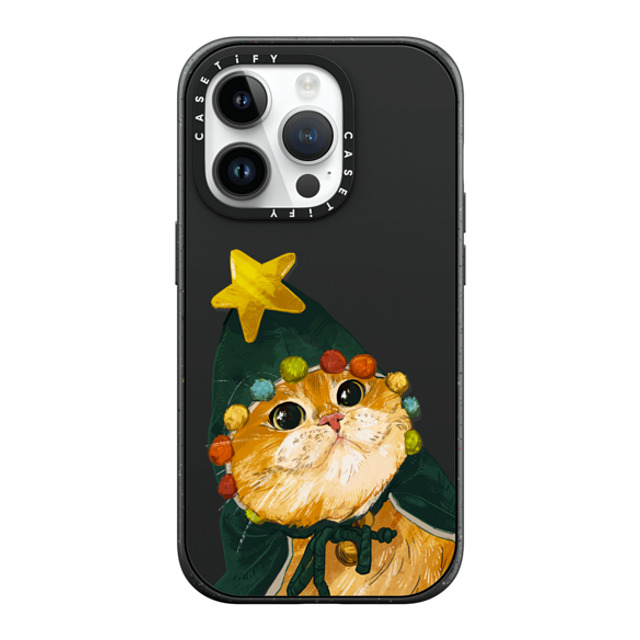 Catwheezie x CASETiFY iPhone 14 Pro ケース マットブラック インパクトケース MagSafe対応 The Cat-Mas Tree