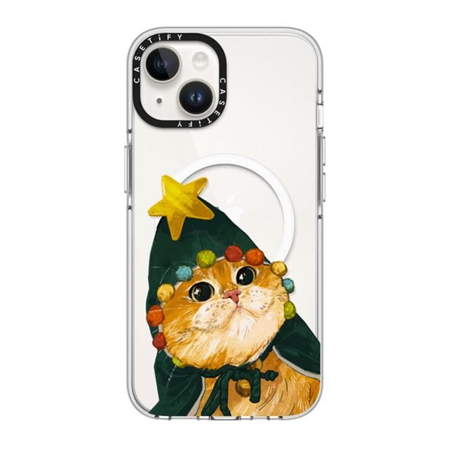 Catwheezie x CASETiFY iPhone 14 ケース クリア クリア ケース MagSafe対応 The Cat-Mas Tree