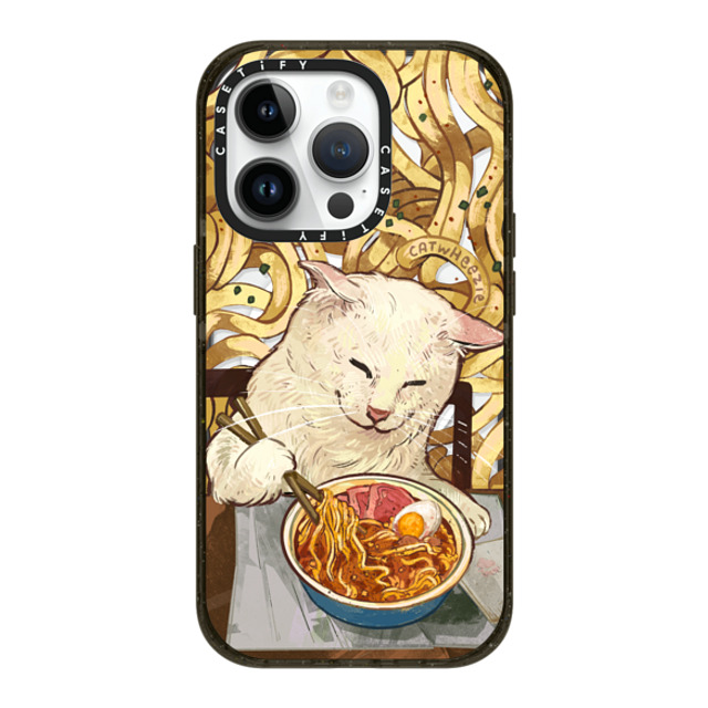 Catwheezie x CASETiFY iPhone 14 Pro ケース ブラック インパクトケース MagSafe対応 Average Ramen Enjoyer